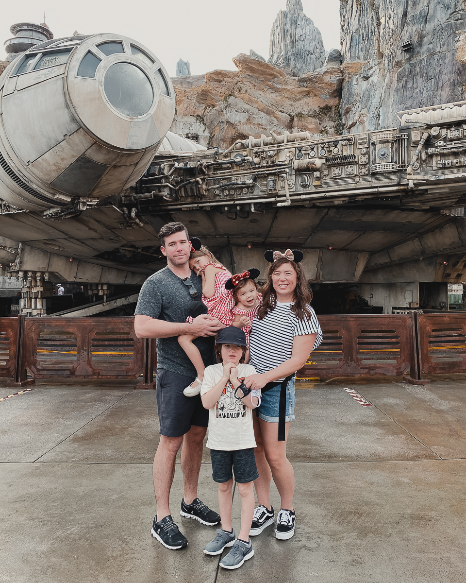 Our family waiting to ride Smuggler's Run at Disney World's Hollywood Studios. 